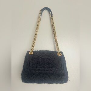 Tory Burch Soft Fleming Boucle Black Convertible Shoulder Bag